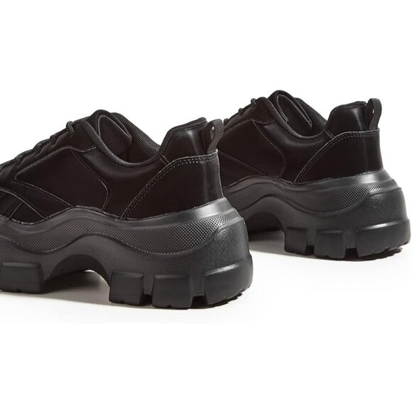 Women Black Platform Fuchsia Hologram Casual Lace-Up Sneakers - Picture 10 of 10